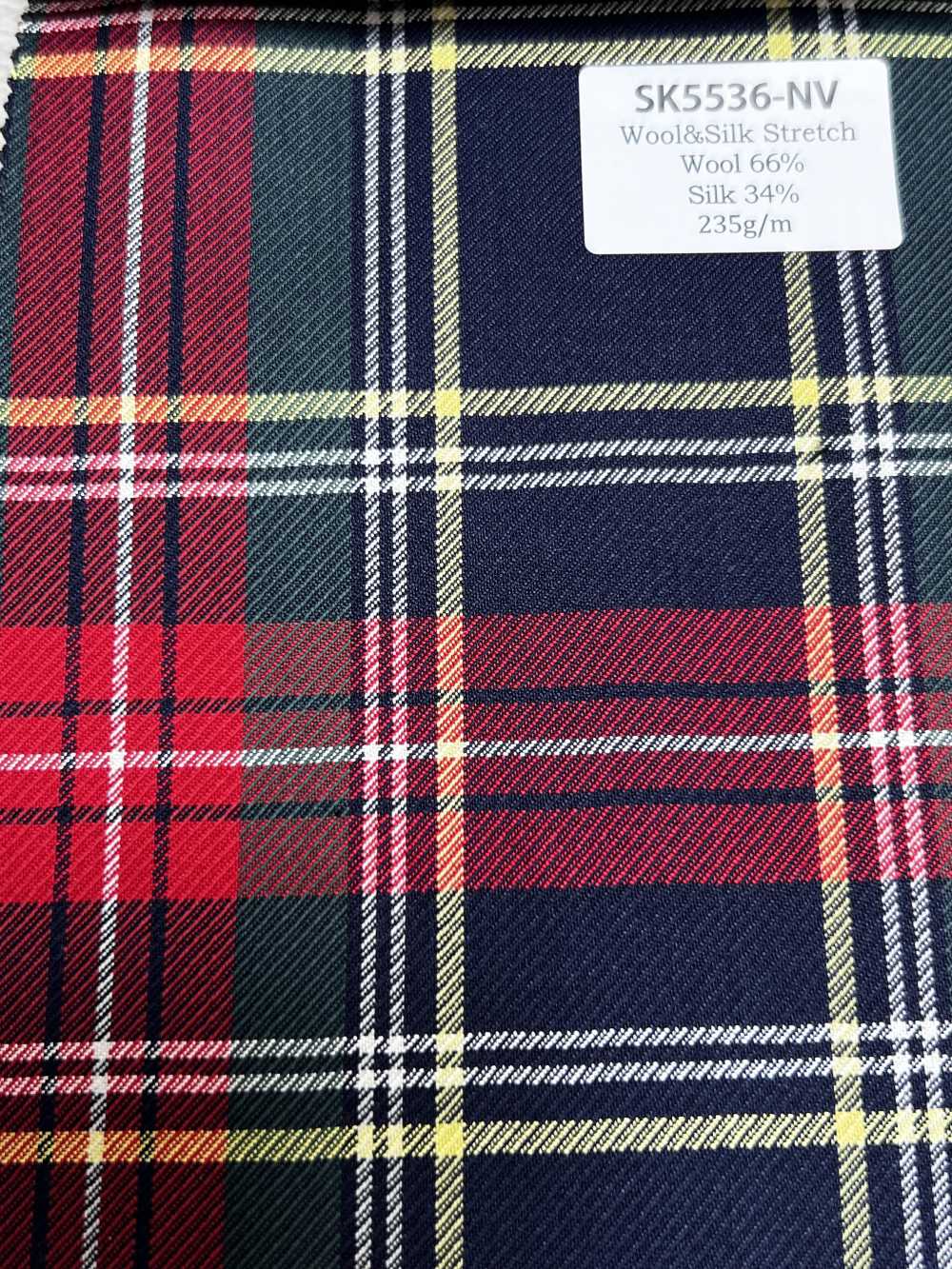 SK5536-NV Standard Japanese Silk-Wool Stretch Check Navy[Textile]