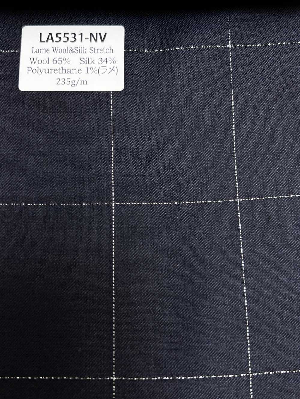 LA5531-NV Classic Made In Japan Silk Lame Wool Stretch Check Navy Blue[Textile] HOSOI SYOJI
