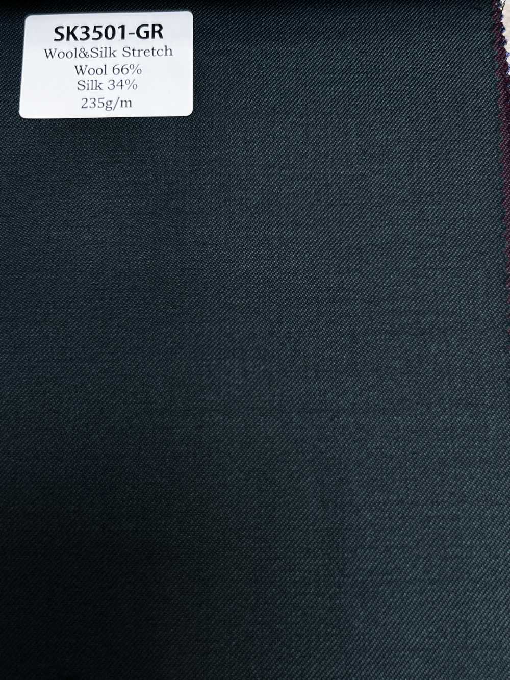 SK3501-GR Standard Japanese Silk Wool Stretch Green[Textile] HOSOI SYOJI