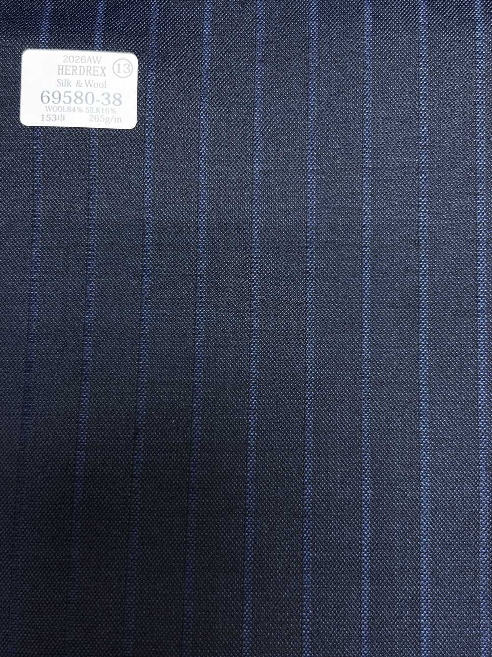69580-38 26AW HERDREX [Silk & Wool] Silk And Wool Navy Shadow Stripe[Textile] Kunishima Co., Ltd.