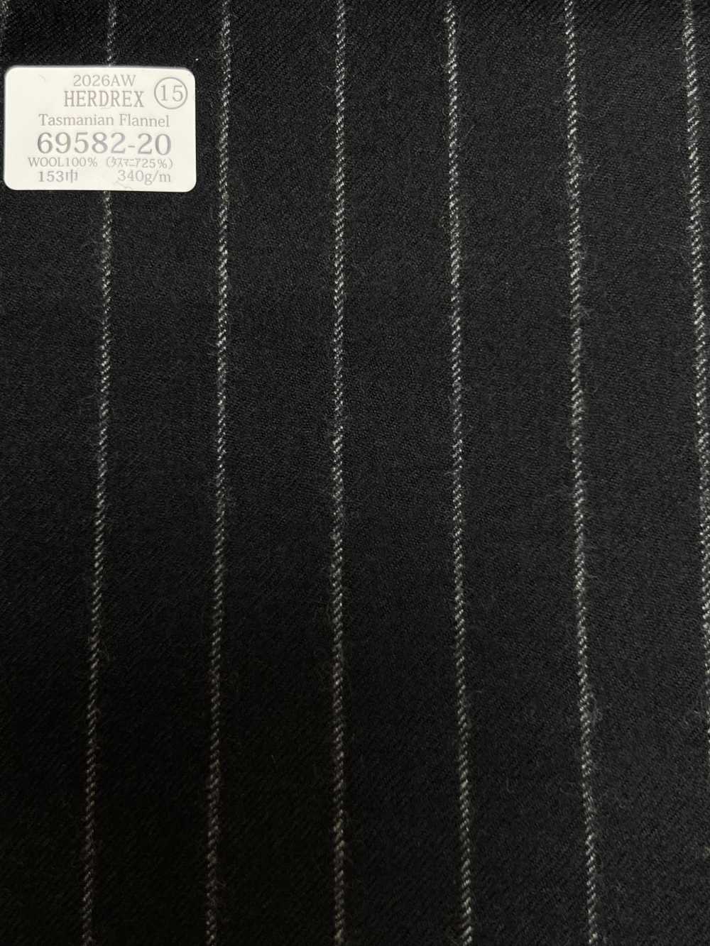 69582-20 26AW HERDREX [Tasmanian Flannel] Silk And Wool Navy Stripe[Textile] Kunishima Co., Ltd.