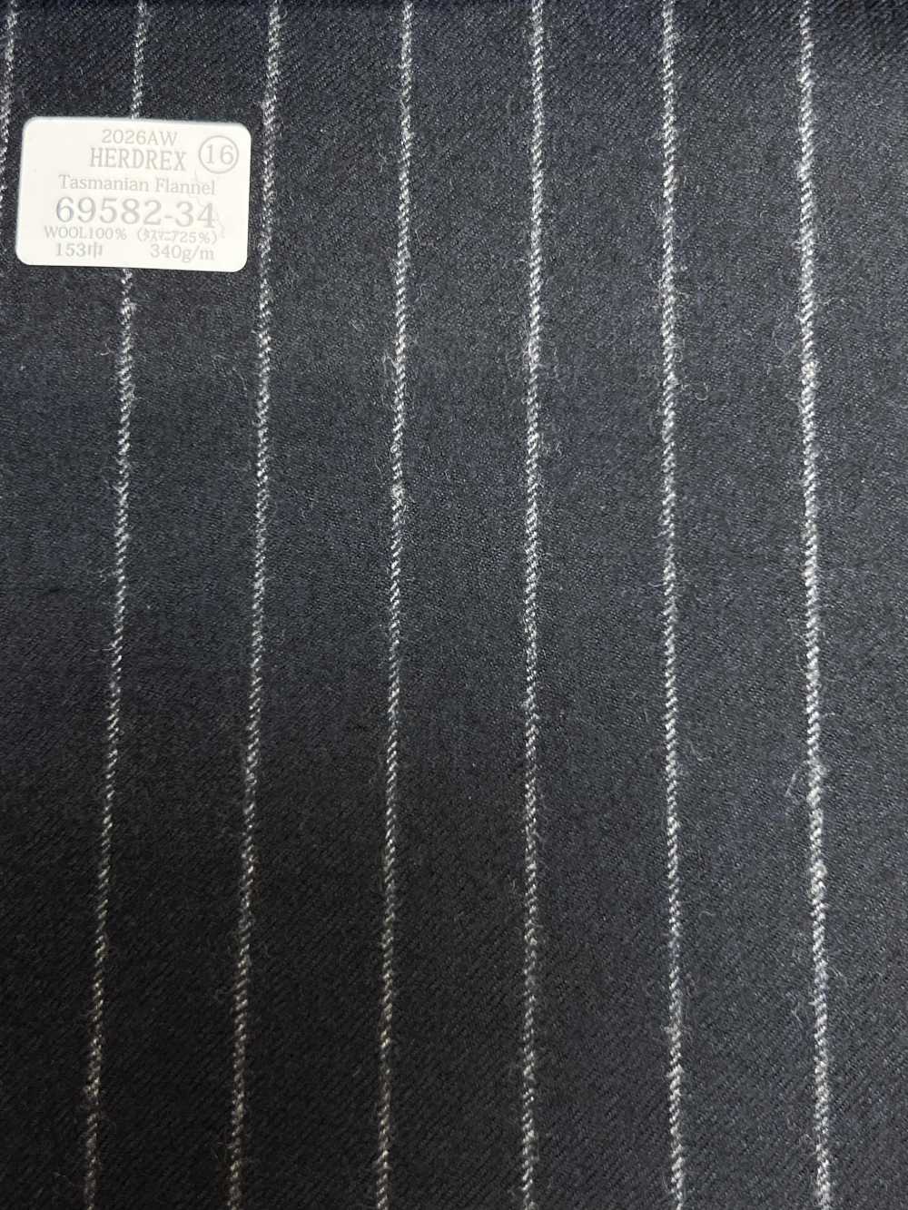 69582-34 26AW HERDREX [Tasmanian Flannel] Silk And Wool Navy Stripe[Textile] Kunishima Co., Ltd.