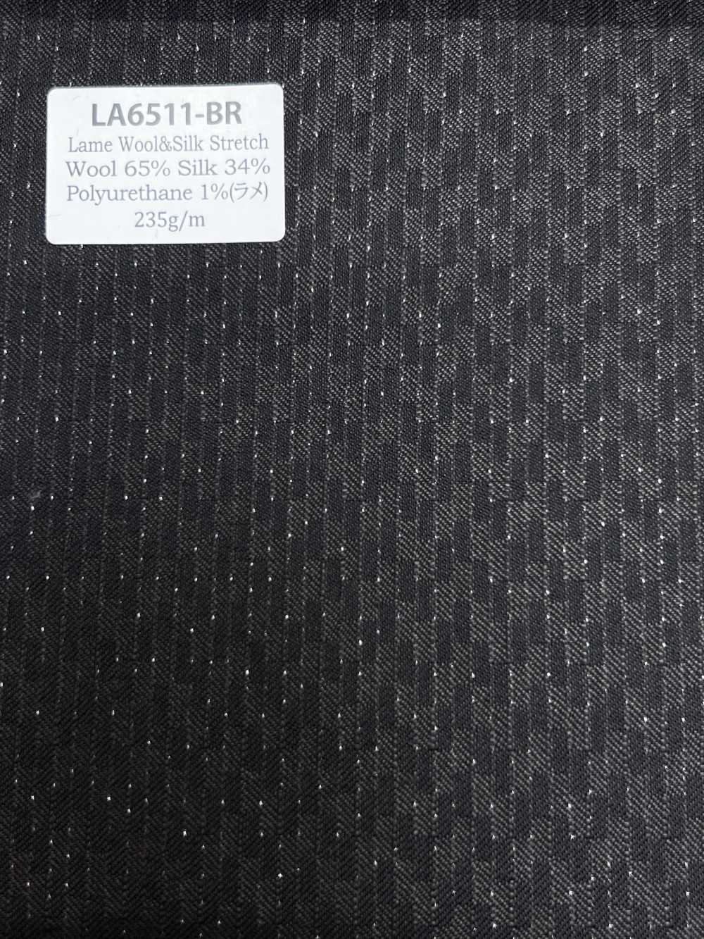 LA6511-BR Japanese-made Silk Lame Wool Stretch Brown Stripe[Textile] HOSOI SYOJI