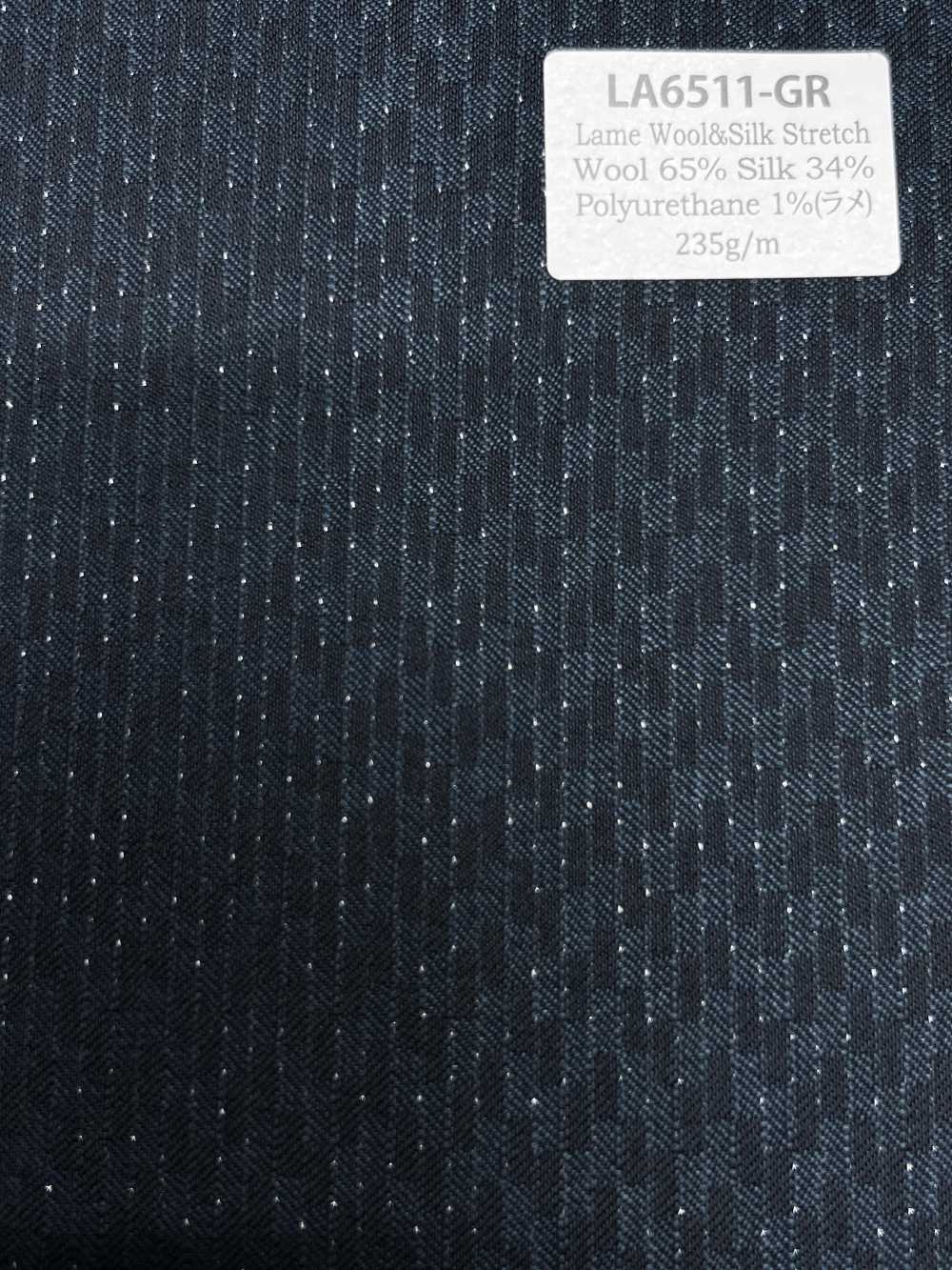 LA6511-GR Japanese-made Silk Lame Wool Stretch Green Stripe[Textile] HOSOI SYOJI