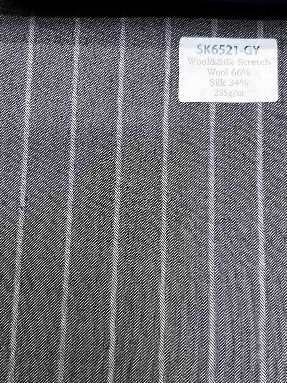 SK6521-GY Made In Japan Silk Wool Stretch Gray Stripe[Textile] HOSOI SYOJI