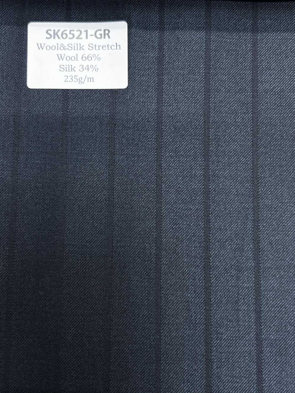 SK6521-GR Made In Japan Silk Wool Stretch Green Stripe[Textile] HOSOI SYOJI