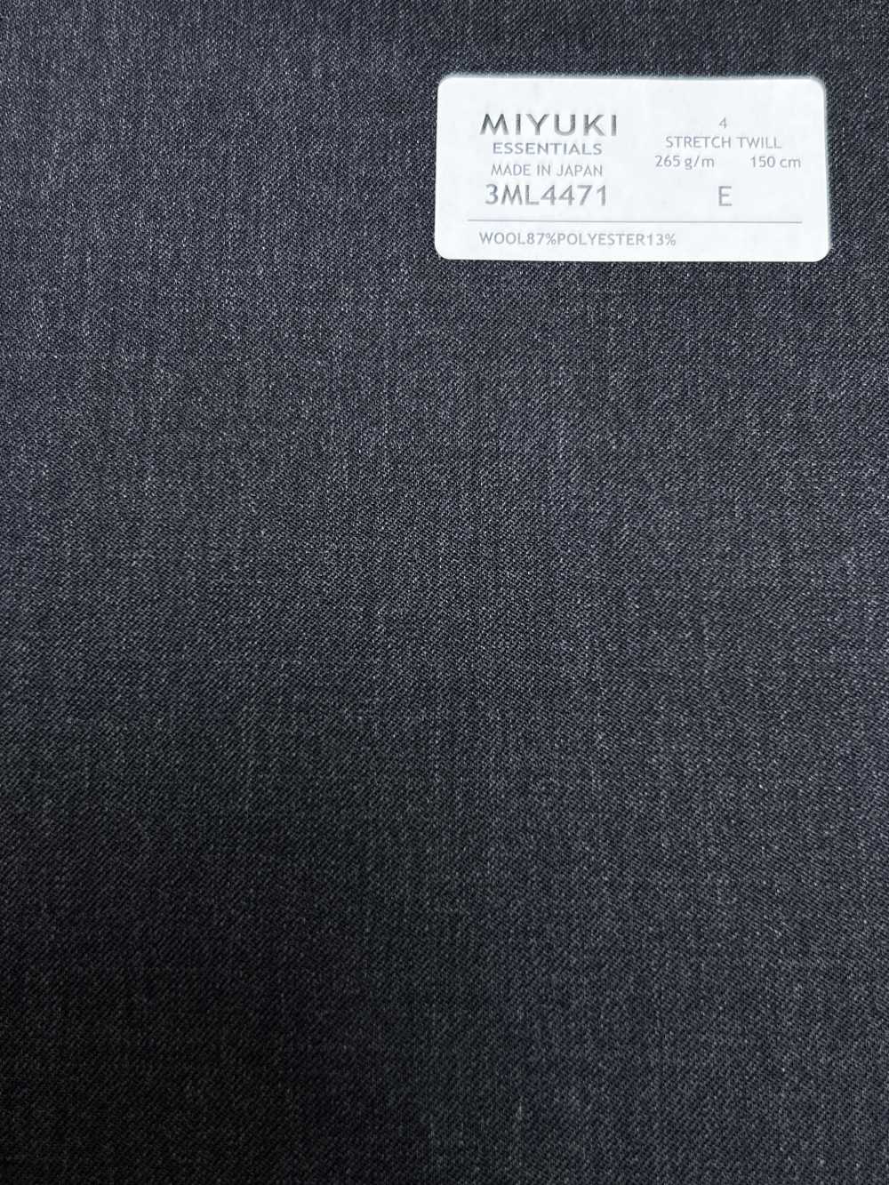 3ML4471 26AW MIYUKI ESSENTIALS STRETCH TWILL Charcoal Gray Solid[Textile] Miyuki Woolen Mills