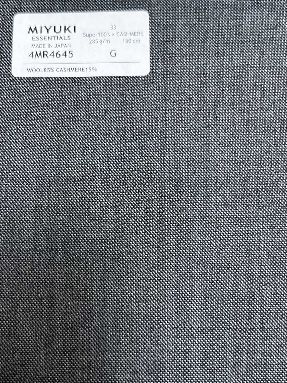 4MR4645 26AW Super100's × CASHMERE Medium Gray No Pattern[Textile] Miyuki Woolen Mills