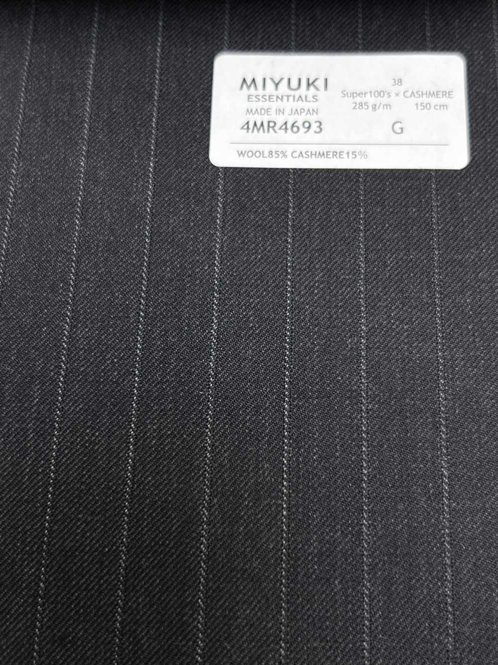 4MR4693 26AW Super100's × Cashmere Charcoal Heaven Gray Stripe[Textile] Miyuki Woolen Mills