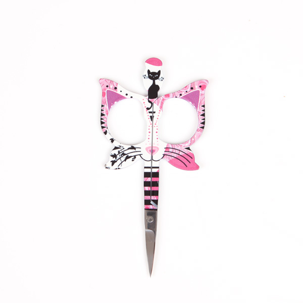 98546 4 Colors Of Small Scissors With Cat Pattern (BOHIN)[Handicraft Supplies] BOHIN