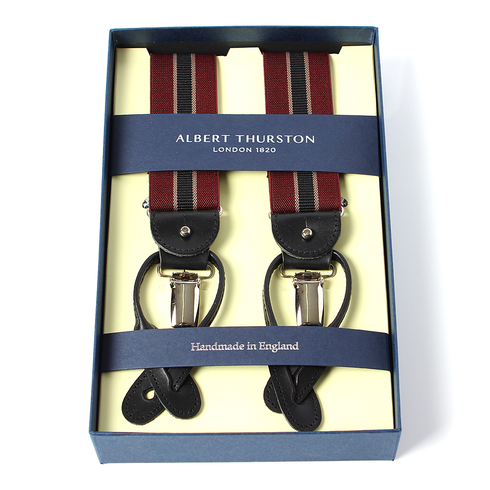 AT-2266-WI Albert Thurston Suspenders Striped 35MM Wine[Formal Accessories] ALBERT THURSTON