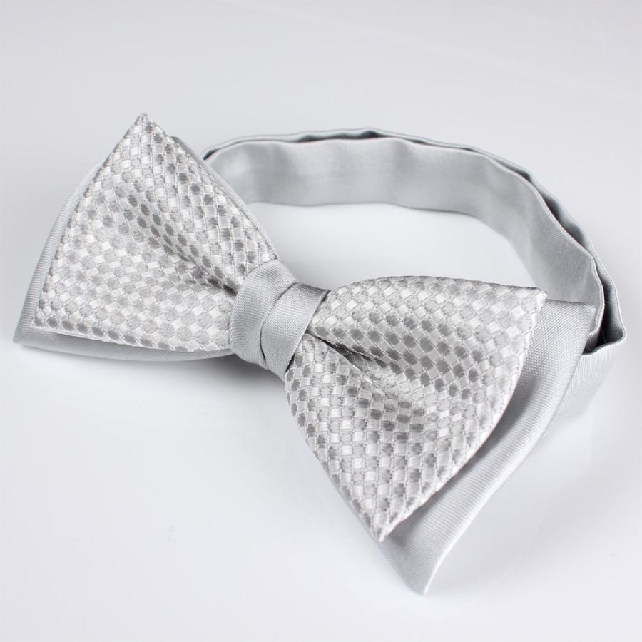 BFS-985 Combination Bow Tie, Silver Grey, Pique Pattern, Silk, Made In Japan[Formal Accessories] Yamamoto(EXCY)