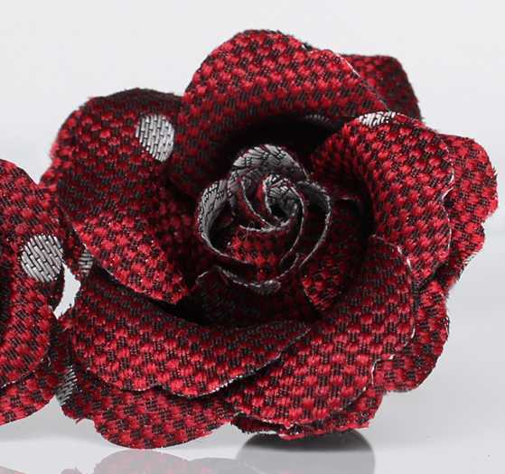 BTA-600 Japanese Silk Jacquard Boutonniere, Polka Dot Pattern, Red[Formal Accessories] Yamamoto(EXCY)