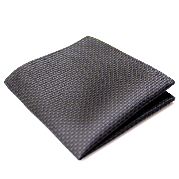 CF-986 Domestic Silk Pocket Square Moss Stitch Pattern Black[Formal Accessories] Yamamoto(EXCY)
