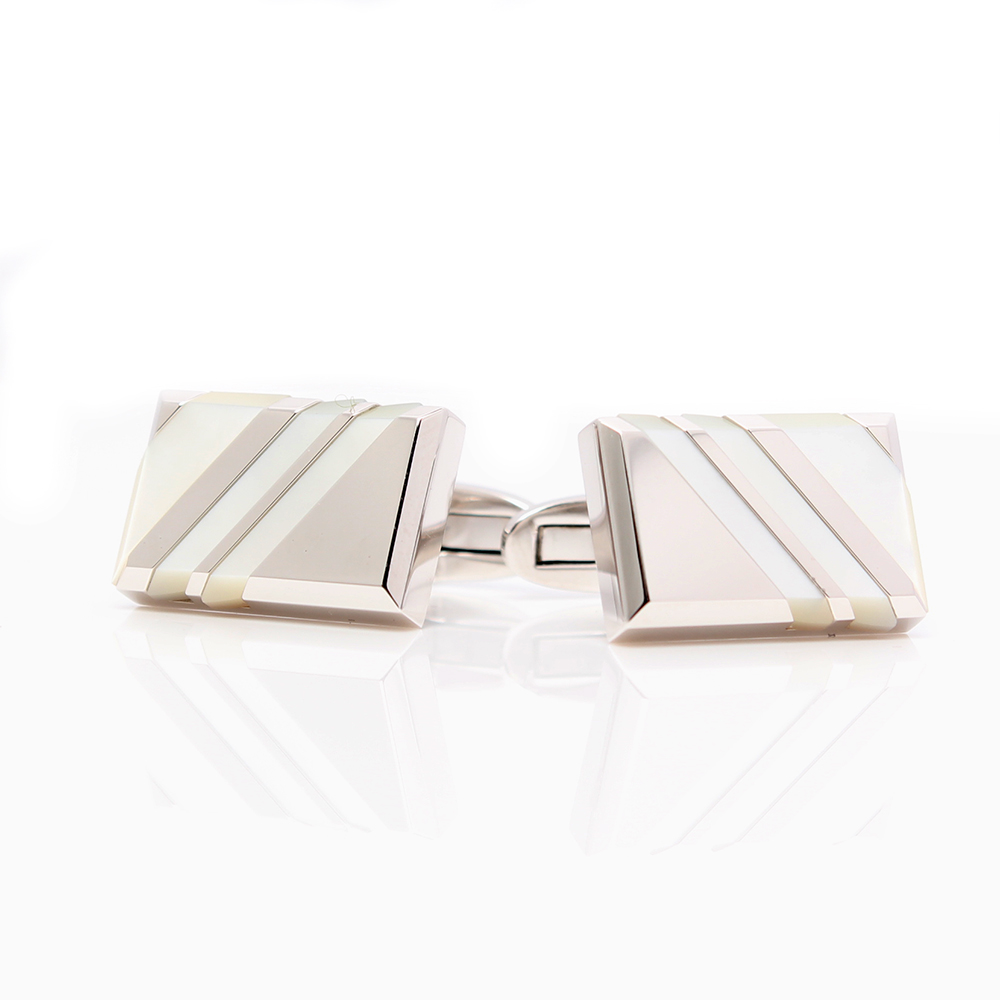 N-3 Japanese Cufflinks Regimental White Mother Of Pearl Shell[Formal Accessories] Yamamoto(EXCY)