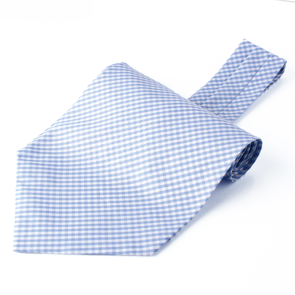 RAS-05 Ascot Tie Saxe Gingham Check Using Ring Heart Textile[Formal Accessories] Yamamoto(EXCY)