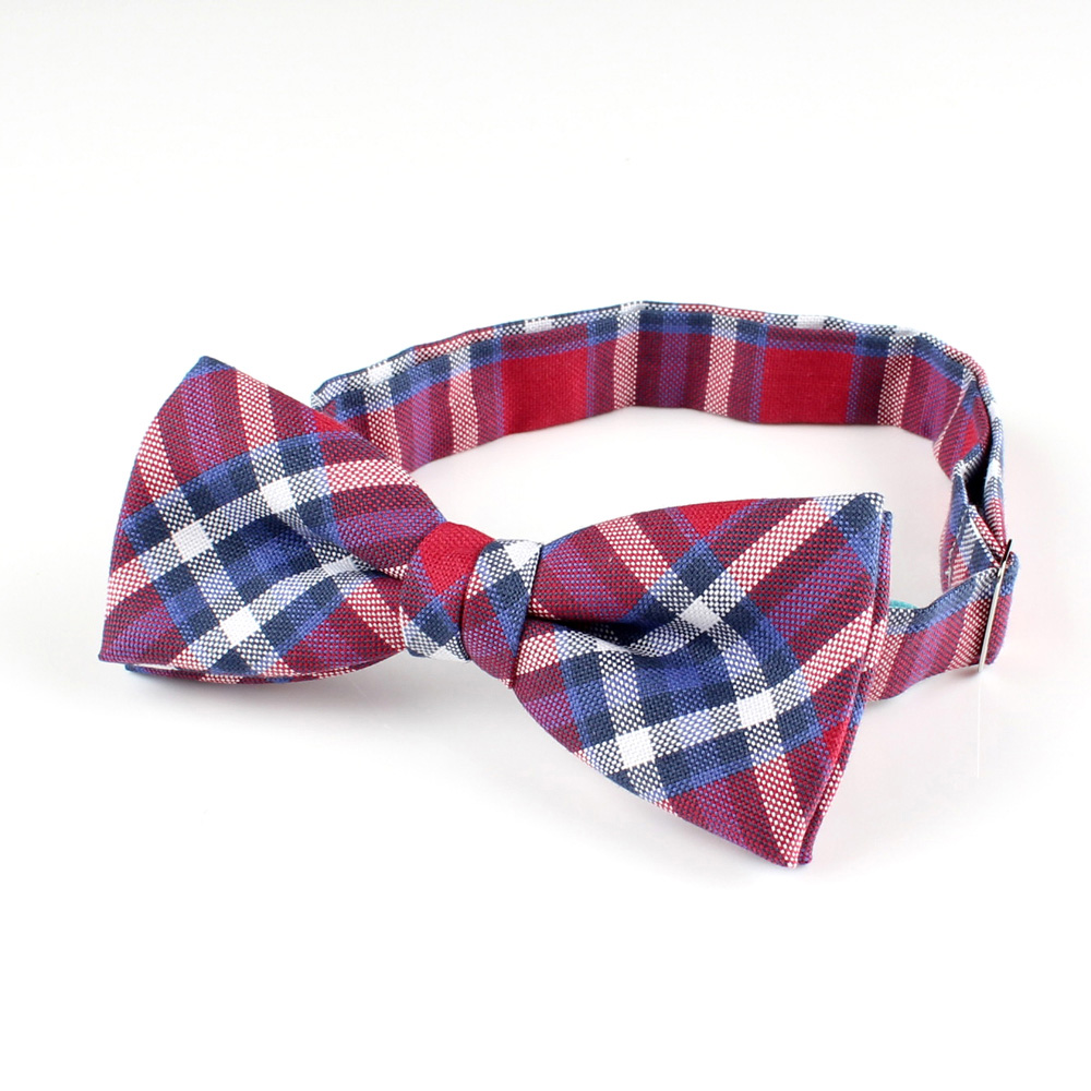RBF-01 Made In The UK Ringhart Textile Used Plaid Red / Navy Blue Bow Tie[Formal Accessories] Yamamoto(EXCY)