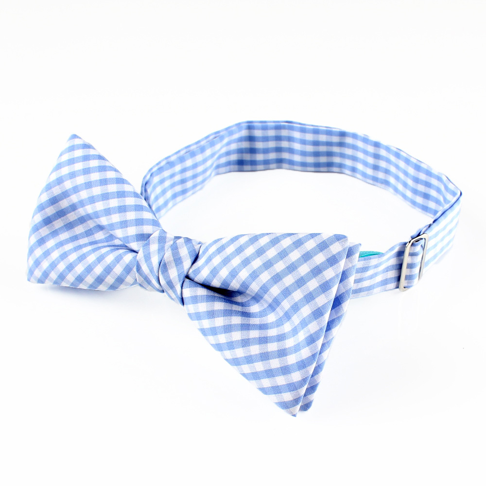 RBF-05 Ringhart Textile Made In England Check Pattern Saxe Blue Bow Tie[Formal Accessories] Yamamoto(EXCY)