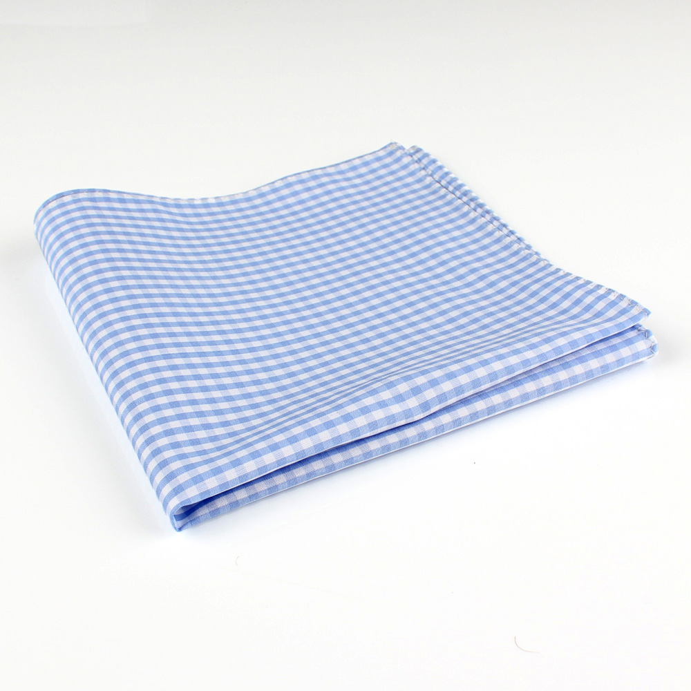 RCF-05 British Ringhart Textile Check Pattern Saxe Blue Pocket Square[Formal Accessories] Yamamoto(EXCY)