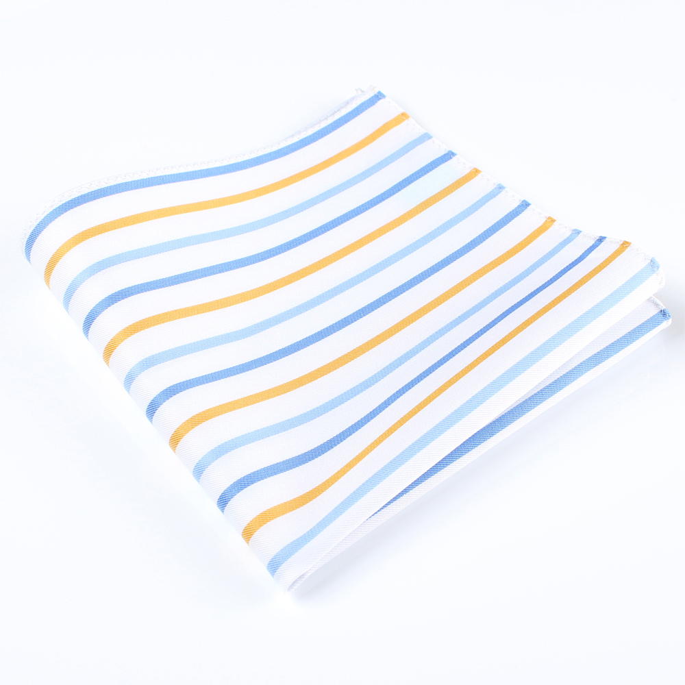 RCF-6258-11 Made In England Ringhart Textile Used Pencil Stripe Pattern White / Yellow Pocket Square[Formal Accessories] Yamamoto(EXCY)