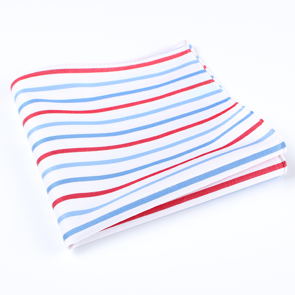 RCF-6258-77 Made In England Ringhart Textile Used Pencil Stripe Pattern White / Red Pocket Square[Formal Accessories] Yamamoto(EXCY)