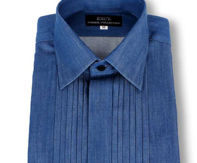 ST-508D Pima Cotton Denim Wide Color Pleated Shirt Super Slim[Formal Accessories] Yamamoto(EXCY)