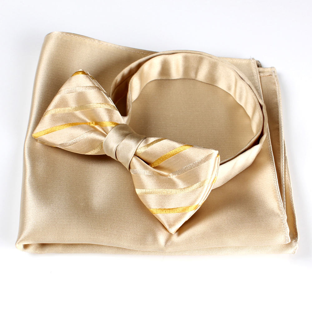 VBF-07 VANNERS Textile Used Bow Tie Striped Pattern Champagne Gold[Formal Accessories] Yamamoto(EXCY)