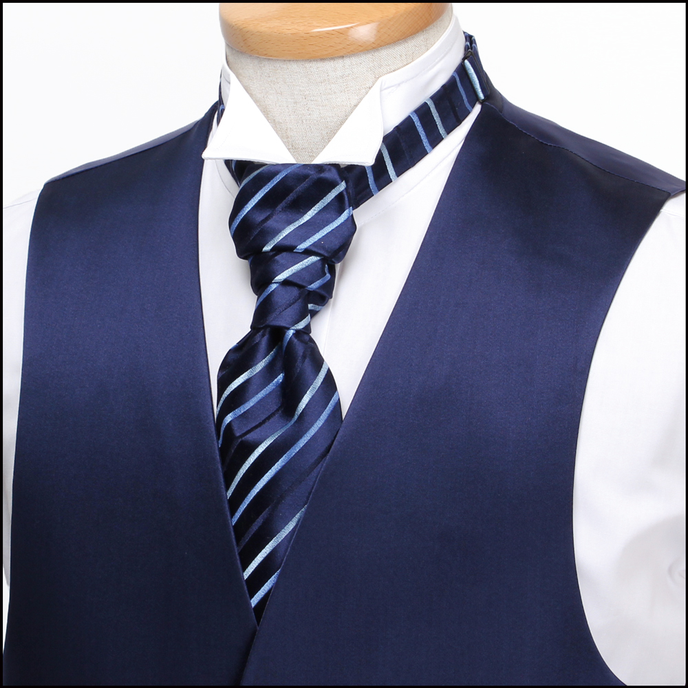 VYT-01 British VANNERS Silk Ascot Tie(Europe Tie) Striped Navy[Formal Accessories] Yamamoto(EXCY)