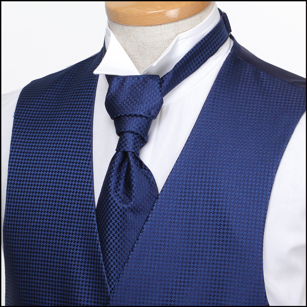 VYT-09 British VANNERS Silk Ascot Tie(Europe Tie) Houndstooth Pattern Navy[Formal Accessories] Yamamoto(EXCY)