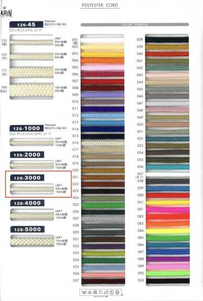 126-3000 D.C.I Polyester Edo Braid Cord (Round Cord) Approx. 4 Mm
