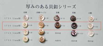 1730 Front 4-hole Rimmed Shell Button, 3mm Thick
