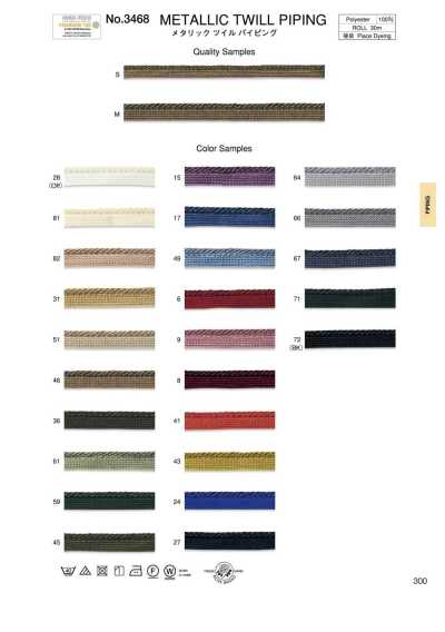 Metallic Twill Piping