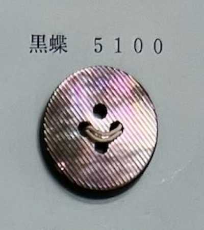 5100 4-hole Rimless Black Butterfly Shell Button