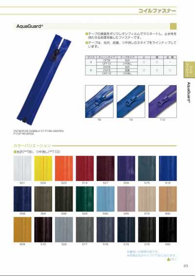 5CNT8OR AquaGuard® Water Repellent Zipper Size 5 Glossy Type Open