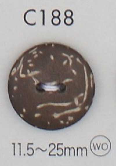 C188 Natural Wood 4-Hole Button