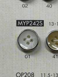 MYP242S Elegant Silver 4-hole Polyester Button DAIYA BUTTON Sub Photo