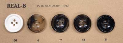 REAL-B Water Buffalo Glossy 4-Hole Horn Button