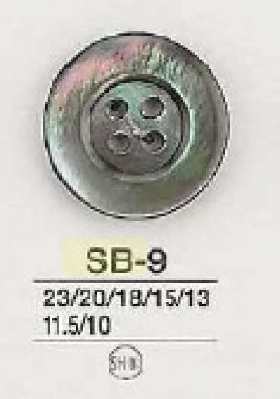 SB9 Black Mother-of-pearl Shell 4-hole Button