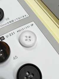 U231 [Buffalo Style] 4-hole Button With Border, Glossy, For Dyeing NITTO Button Sub Photo