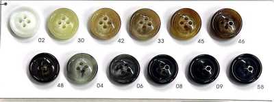 UNICORN775 [Buffalo Horn-look] 4-hole Button, Rimmed, Glossy