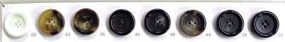 UNICORN575 [Buffalo Horn Style] Four-Hole Button, Rimmed, Thick, Glossy