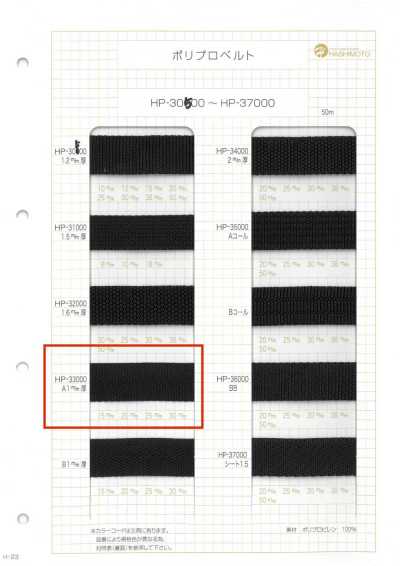 HP33000-A HP33000 A1mm Thick Polypropylene Belt