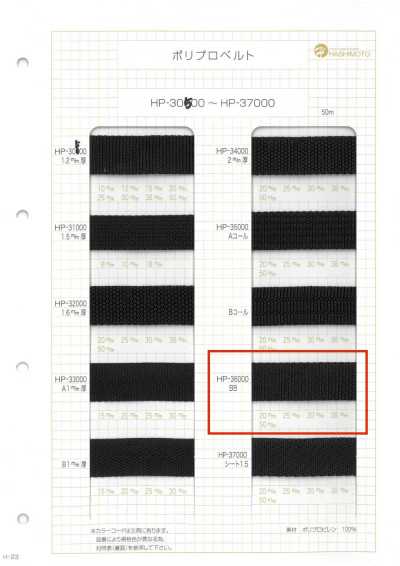 HP36000 BB 1.7 Mm Thick Polypropylene Belt