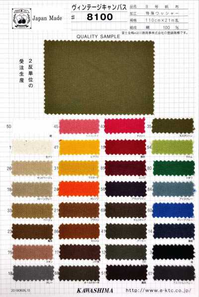 8100 Fujikinbai Cotton Canvas No. 8 Vintage Canvas