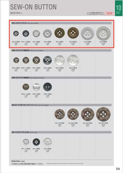 Sew-on Button, 4-hole (Flat)