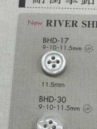 BHD17 DAIYA BUTTONS Impact-resistant Bordered Four-hole RIVER SHELL-like Polyester Button DAIYA BUTTON Sub Photo