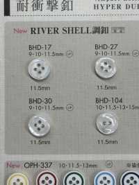 BHD17 DAIYA BUTTONS Impact-resistant Bordered Four-hole RIVER SHELL-like Polyester Button DAIYA BUTTON Sub Photo