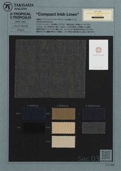 3-TROPICAL04 SPENCE BRYSON COMPACT IRISH LINEN IRISH LINEN Irish Linen Linen Tropical Chambray High-twist Yarn