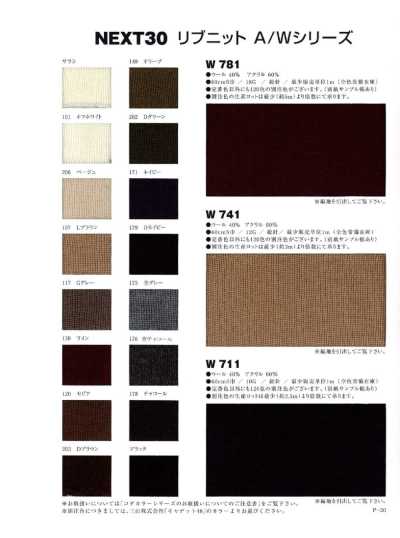 W781 Acrylic/Wool Full Needle Rib Knit