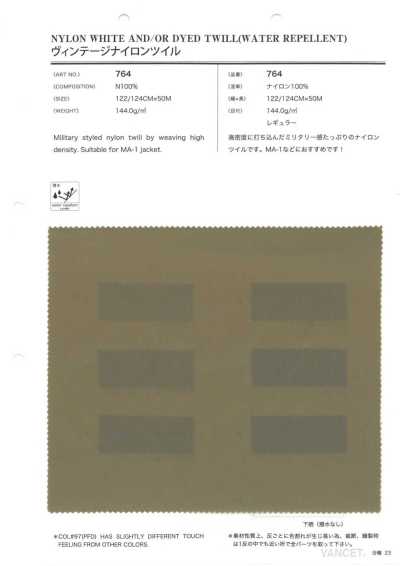764 Vintage Nylon Twill For Military-Style Outerwear